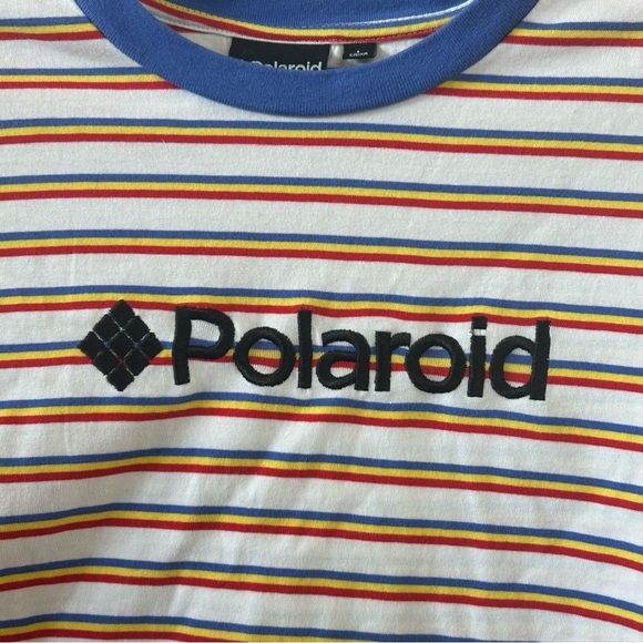 Polaroid Striped Short Sleeve Tee - White, Red, Blue - Picture 7 of 7